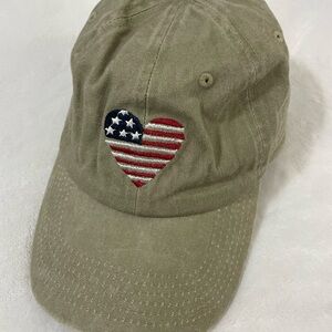 Khaki Hat with Heart Embroidery